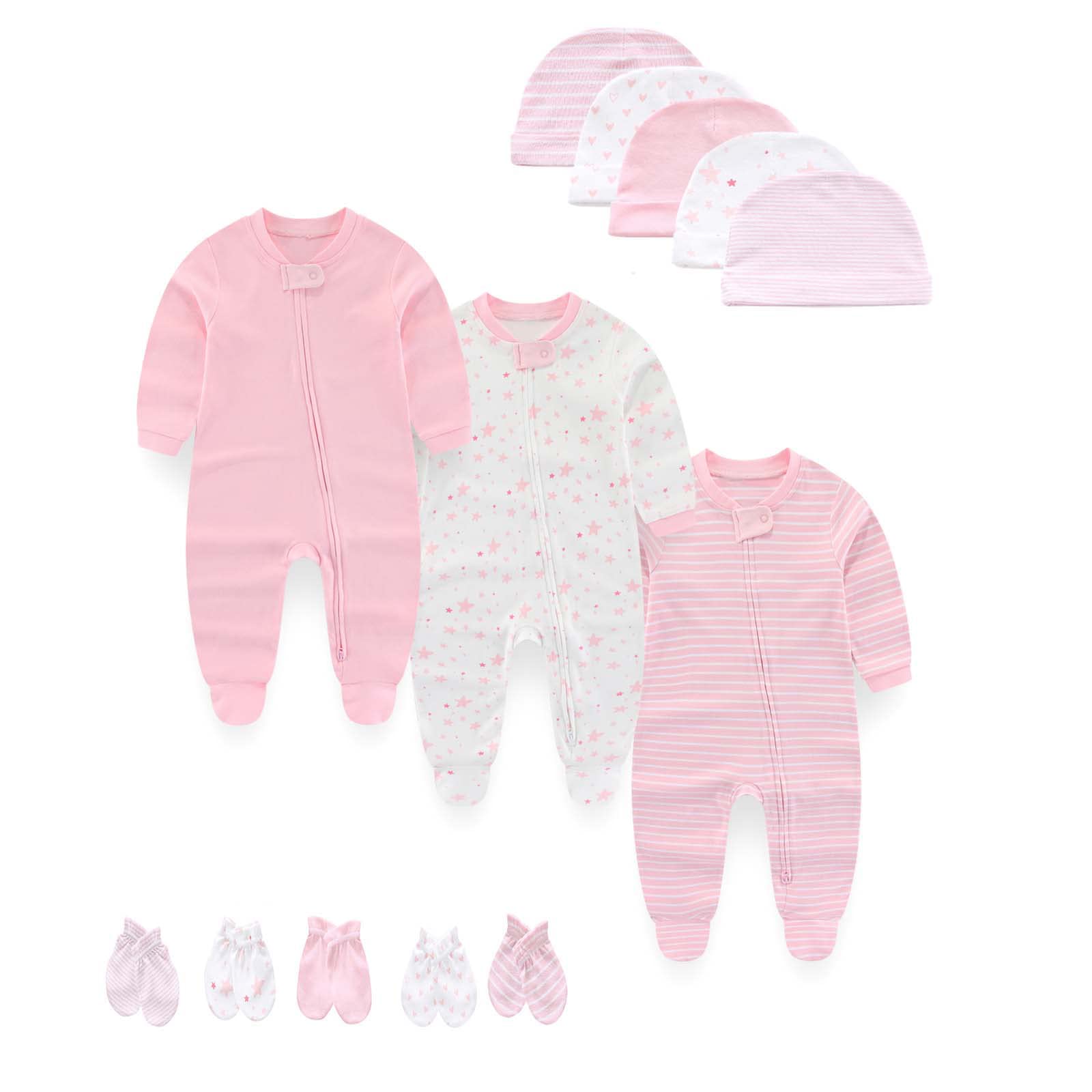 Cotton Baby Footed Romper Set