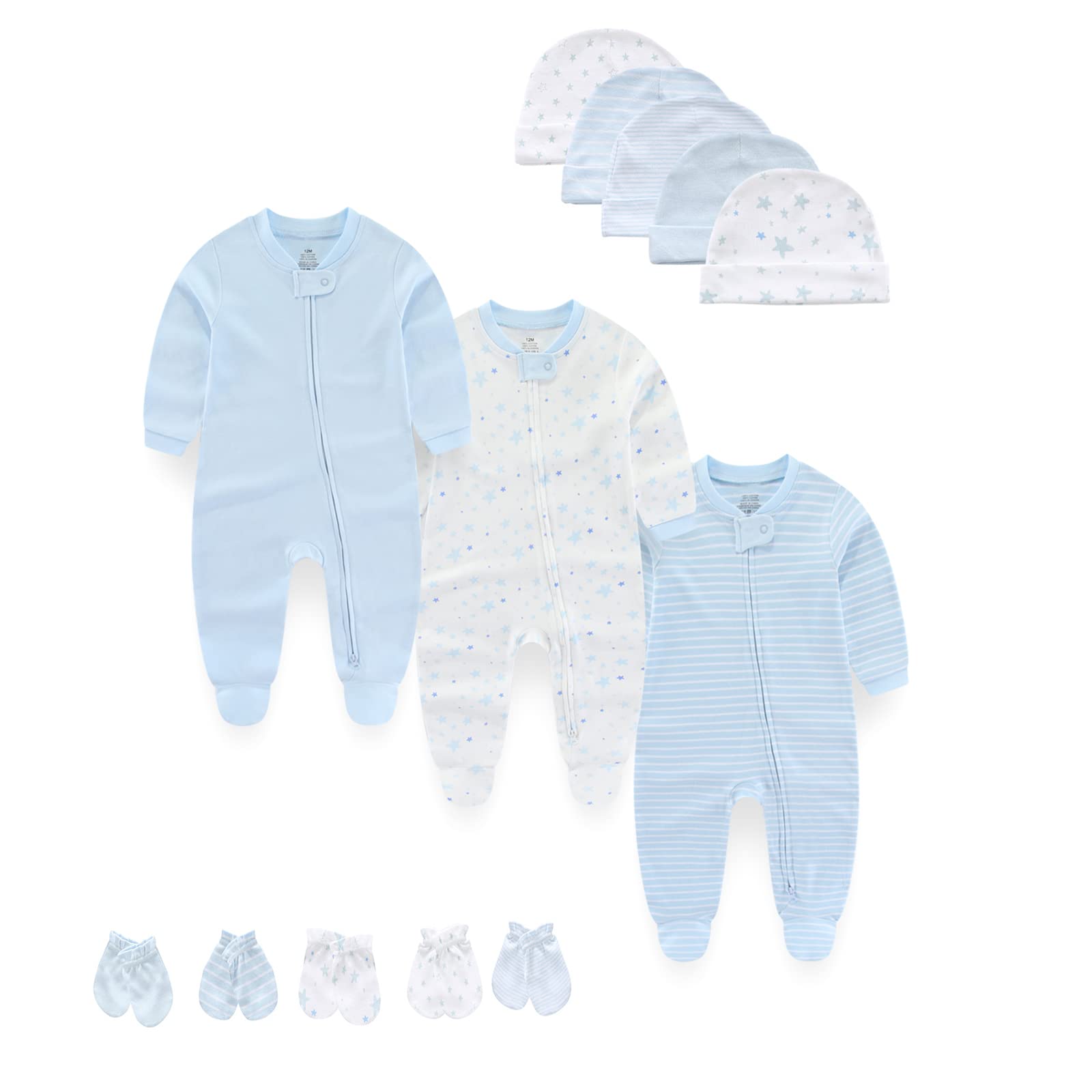 Cotton Baby Footed Romper Set
