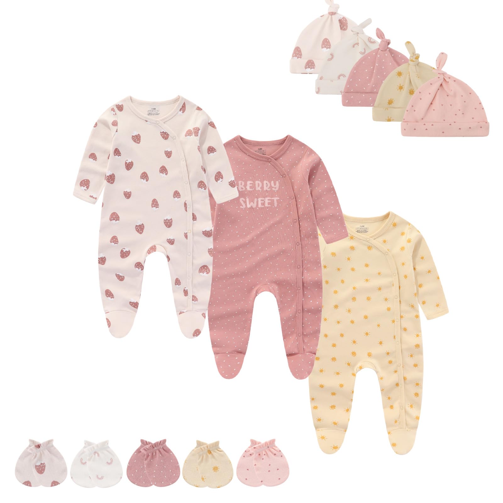 Cotton Baby Footed Romper Set