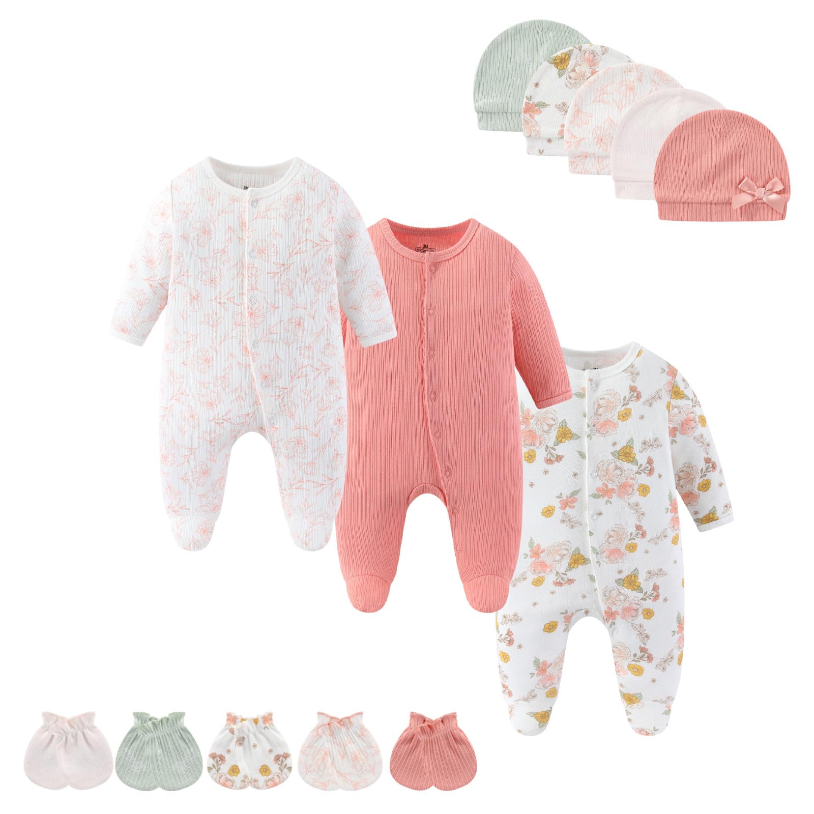 Cotton Baby Footed Romper Set