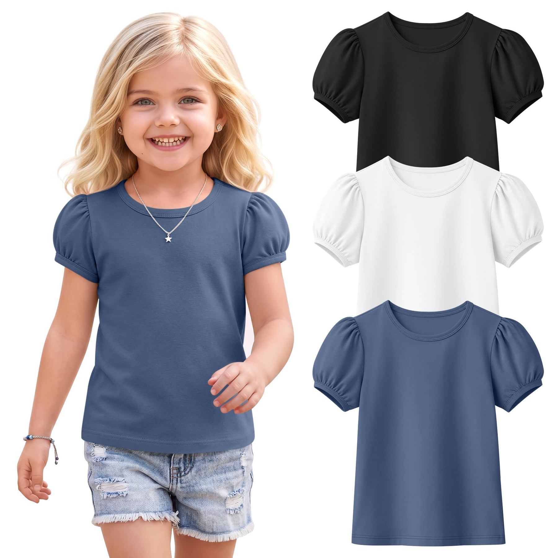 Toddler Girl Puff Sleeve Tee Set