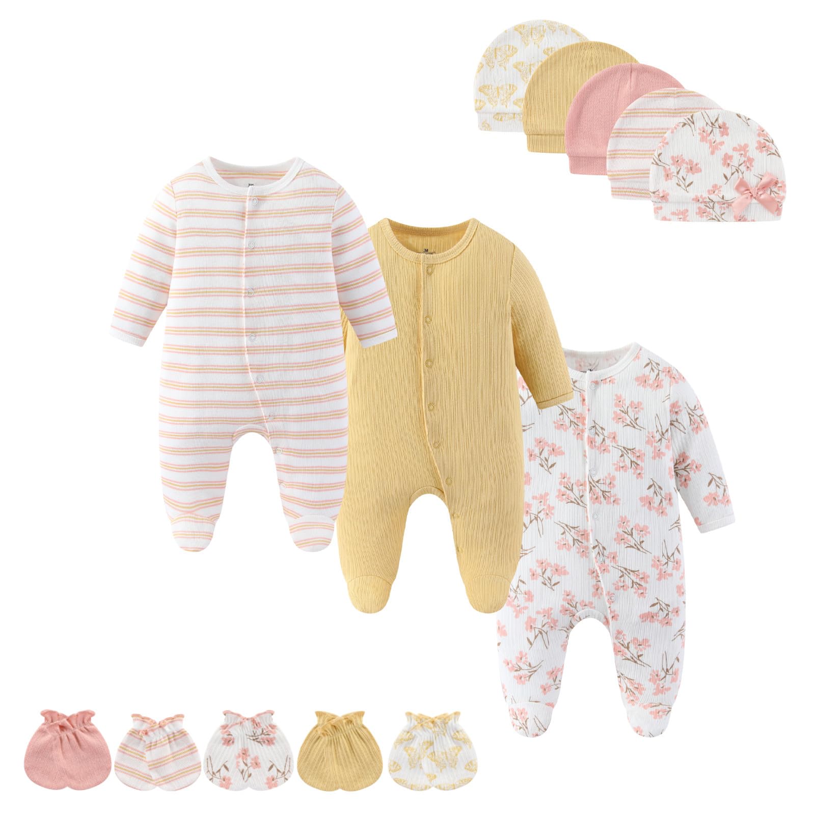 Cotton Baby Footed Romper Set
