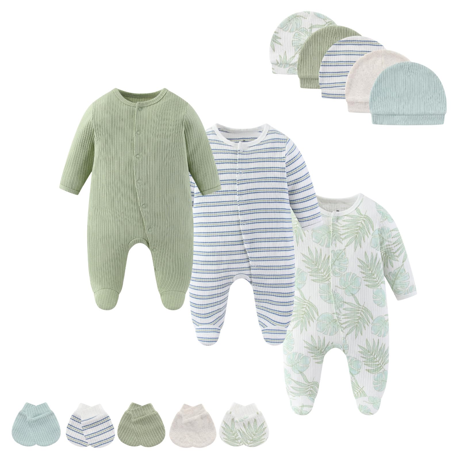 Cotton Baby Footed Romper Set