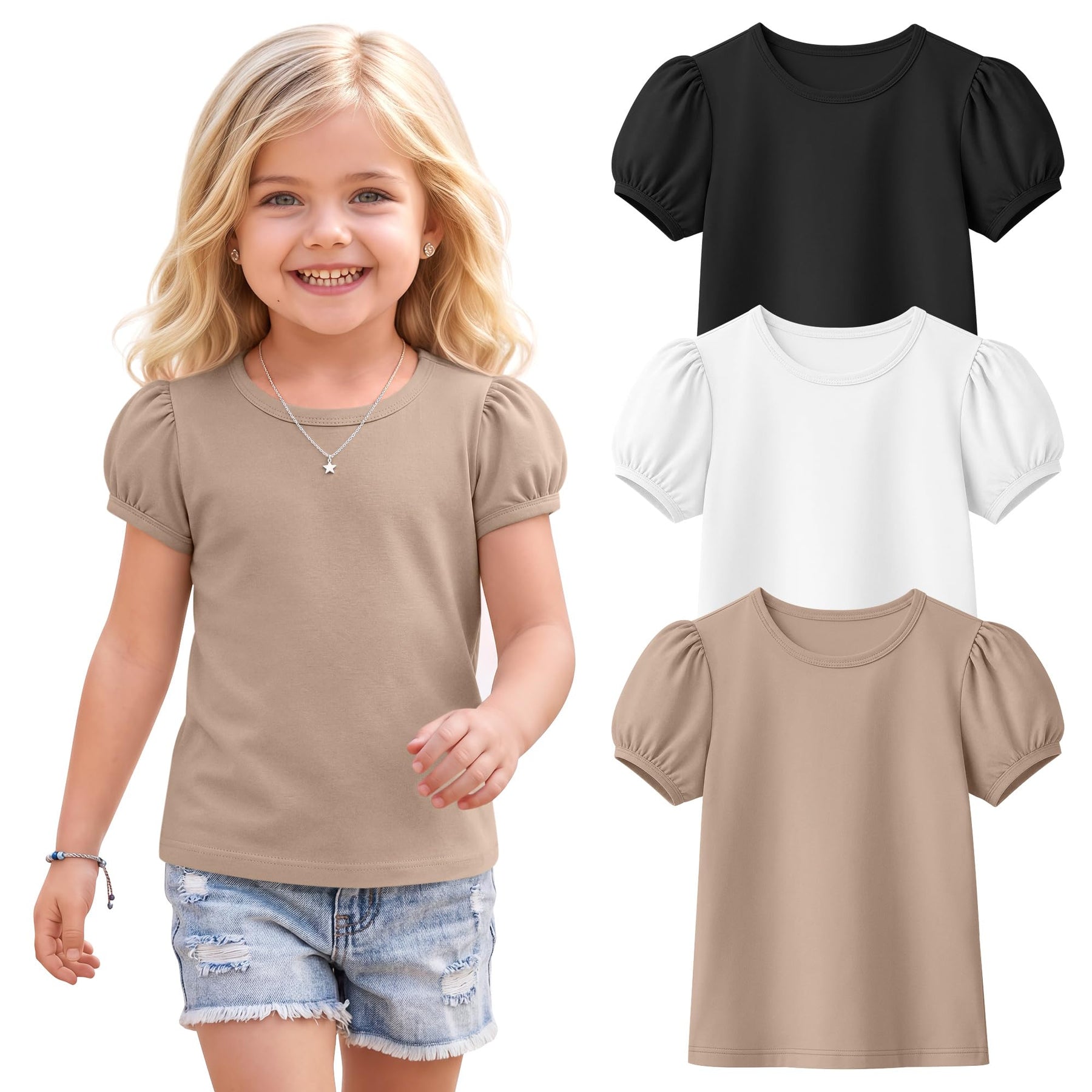 Toddler Girl Puff Sleeve Tee Set