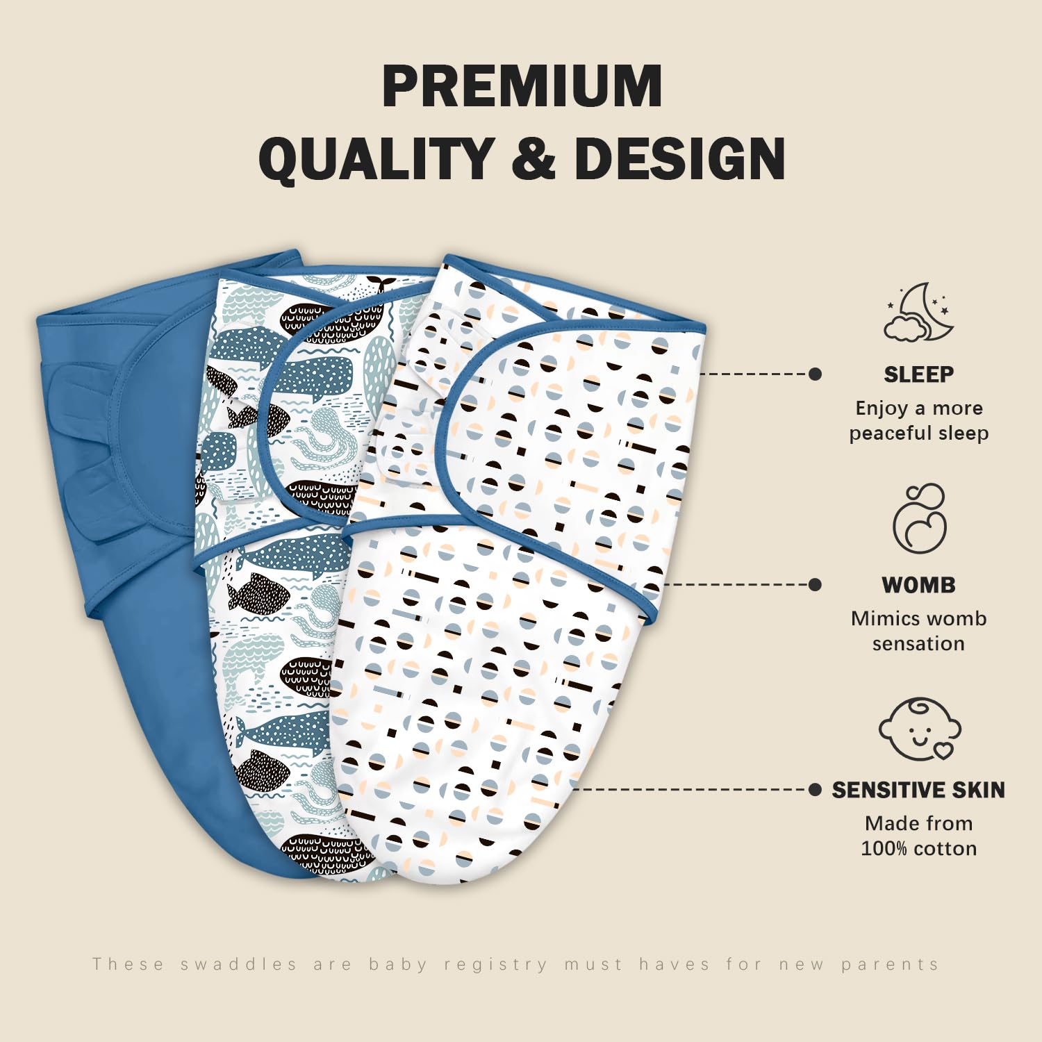Cute Castle 3-Pack Baby Swaddle Sleep Sacks