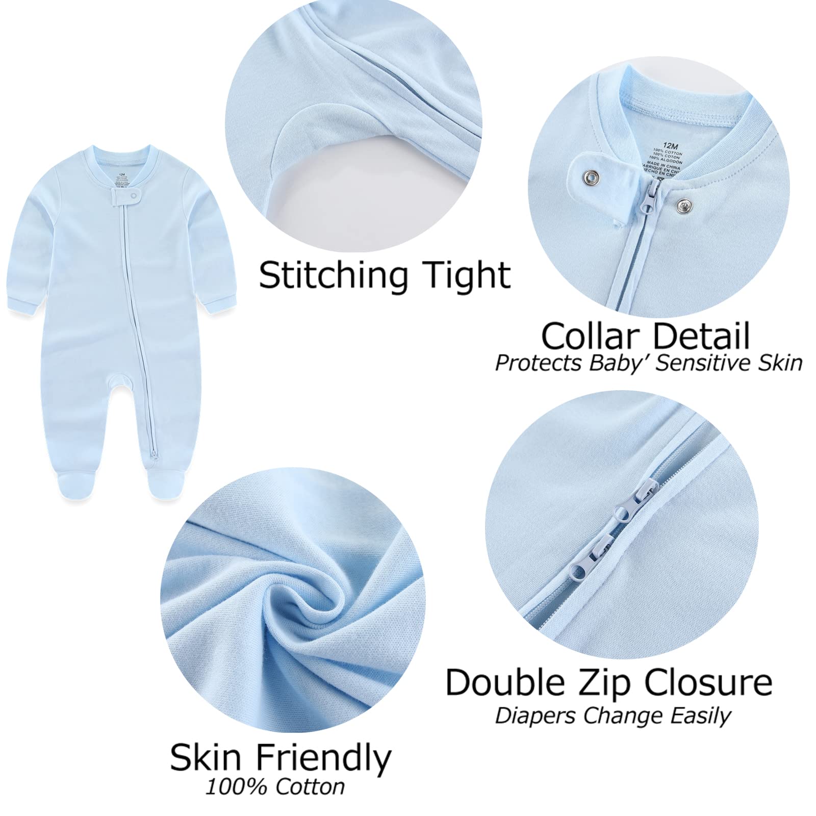 Cotton Baby Footed Romper Set