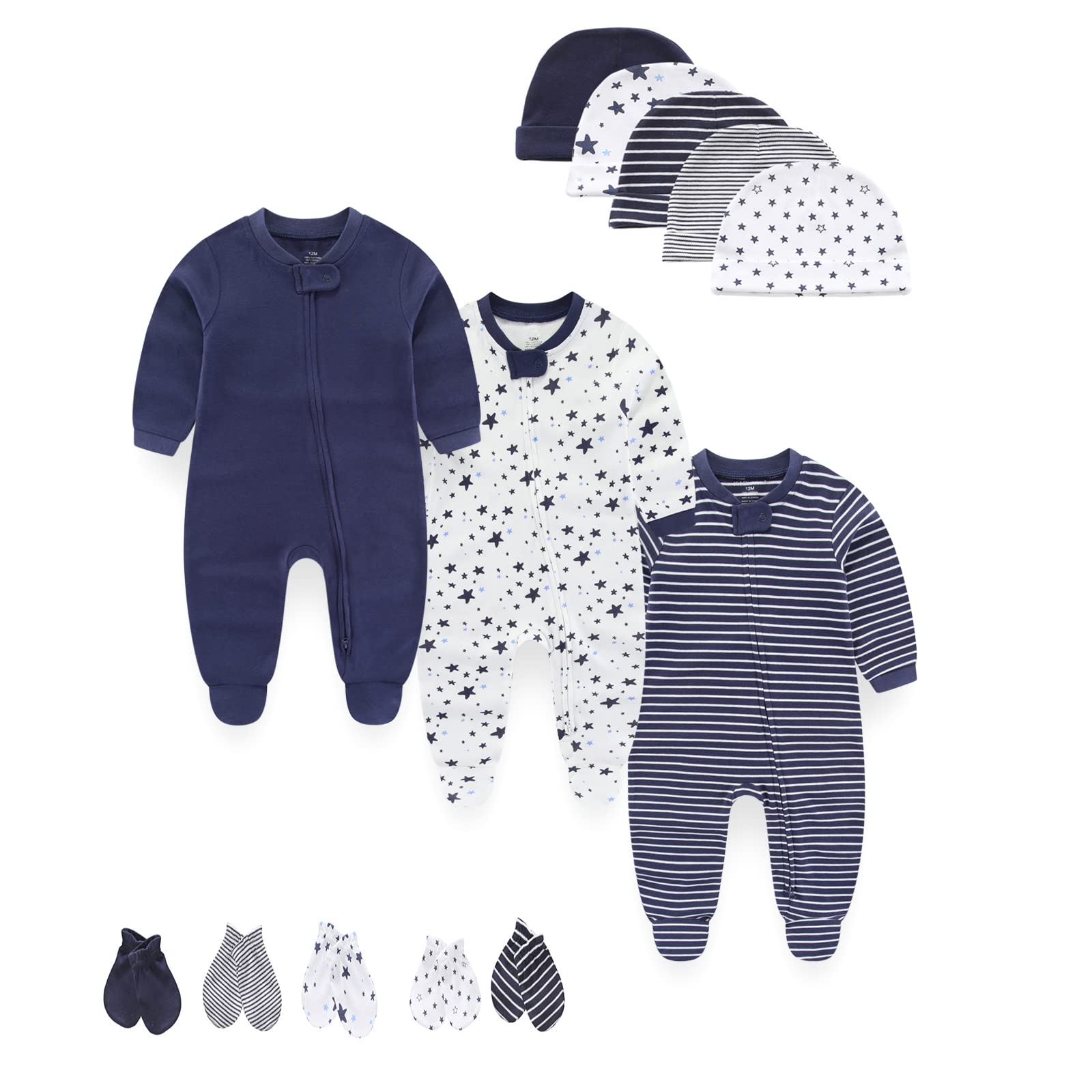 Cotton Baby Footed Romper Set