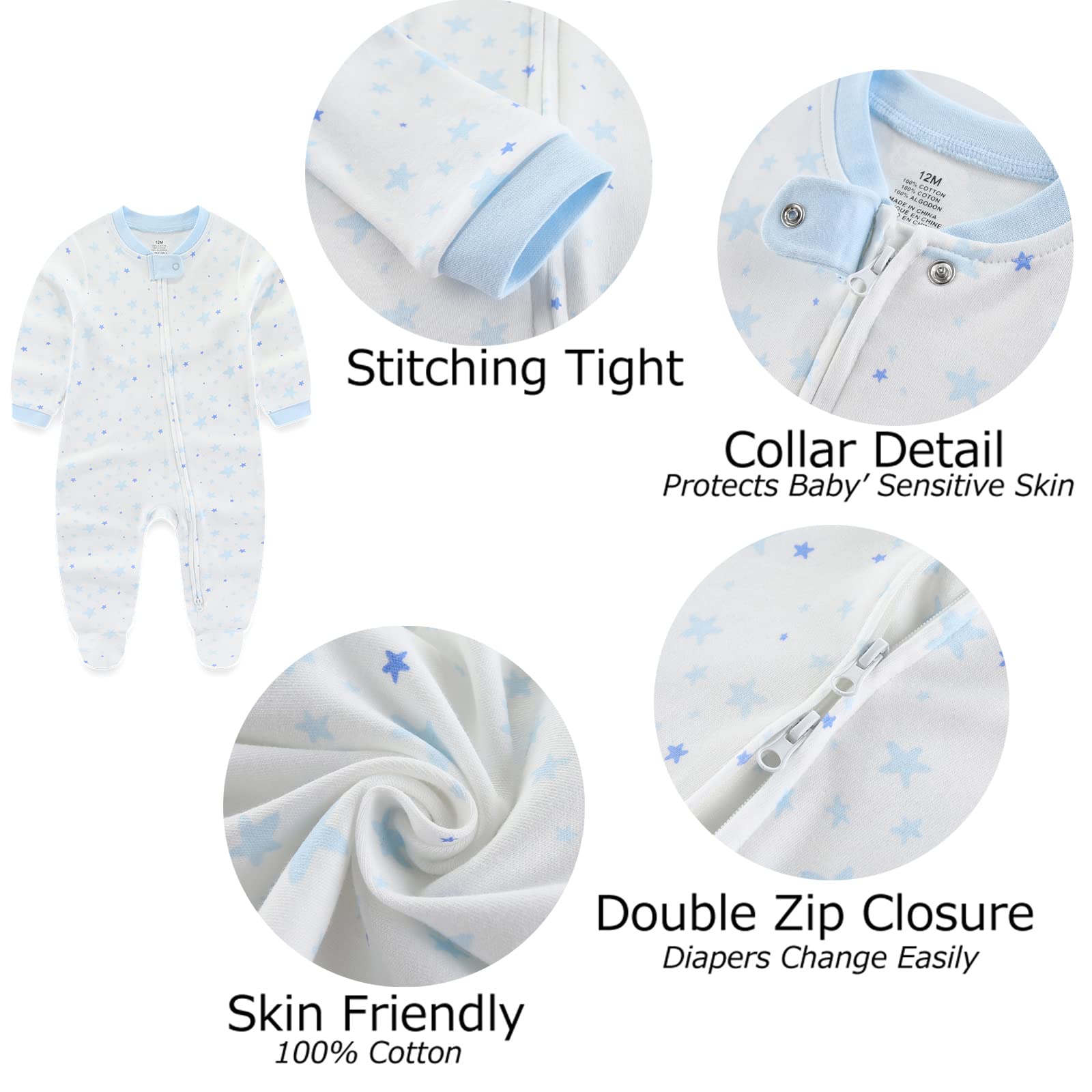 Cotton Baby Footed Romper Set