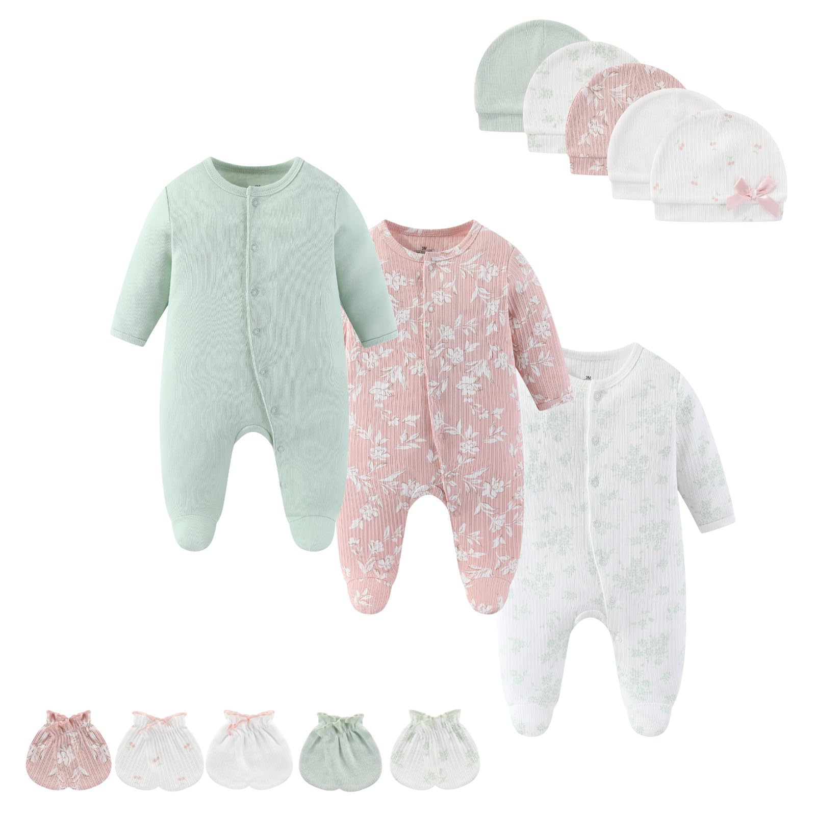 Cotton Baby Footed Romper Set