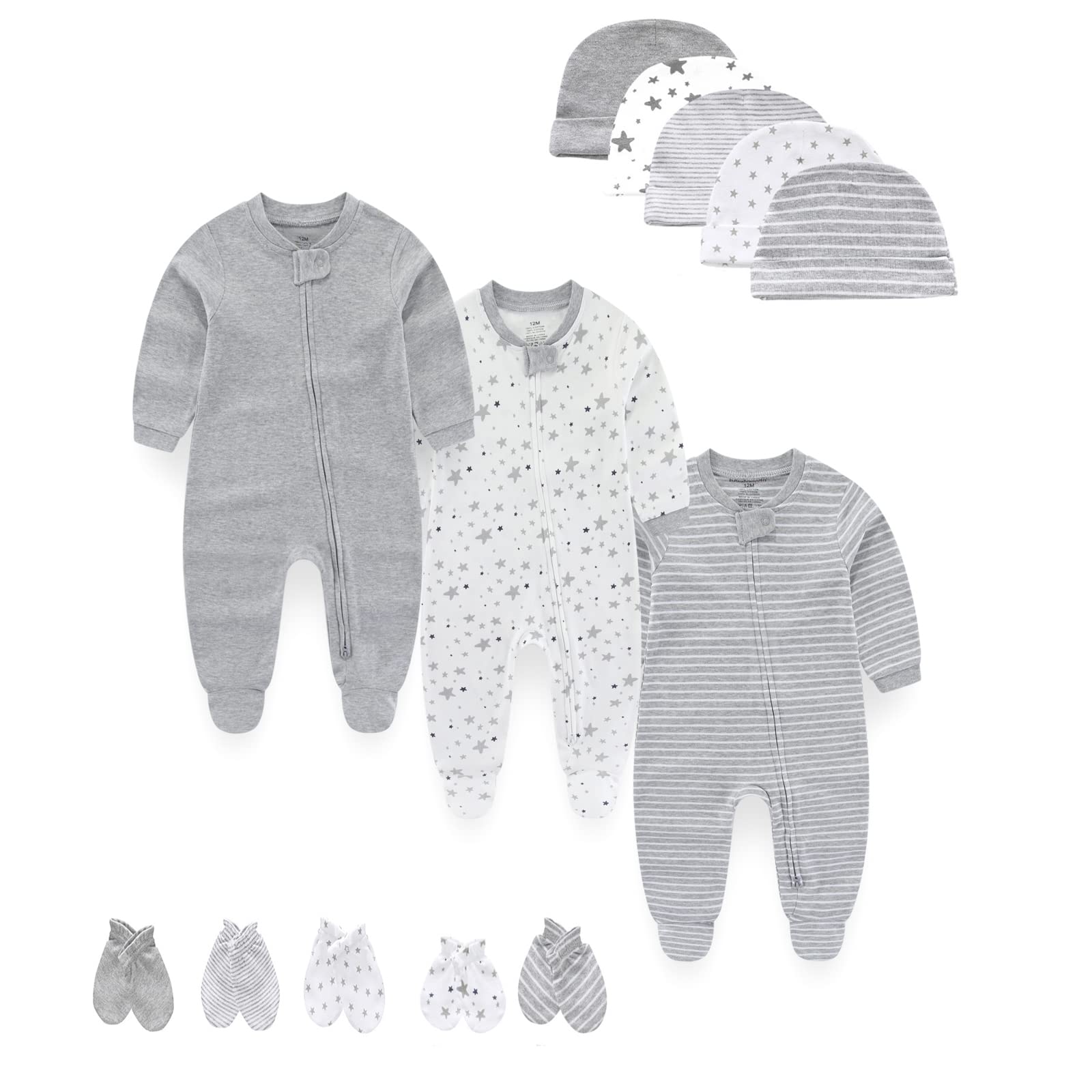 Cotton Baby Footed Romper Set