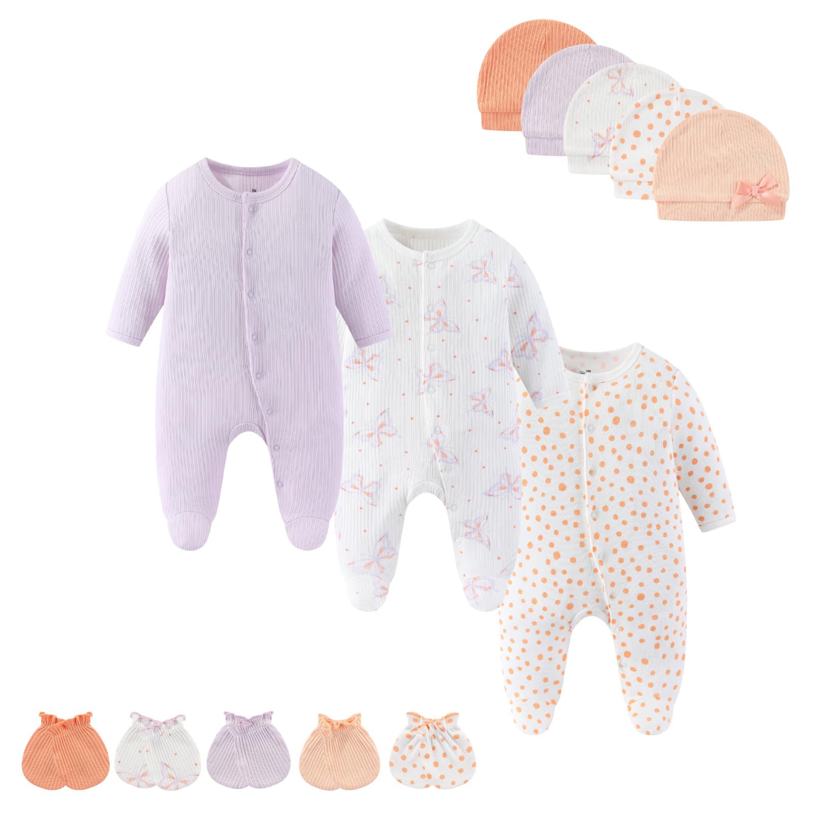 Cotton Baby Footed Romper Set