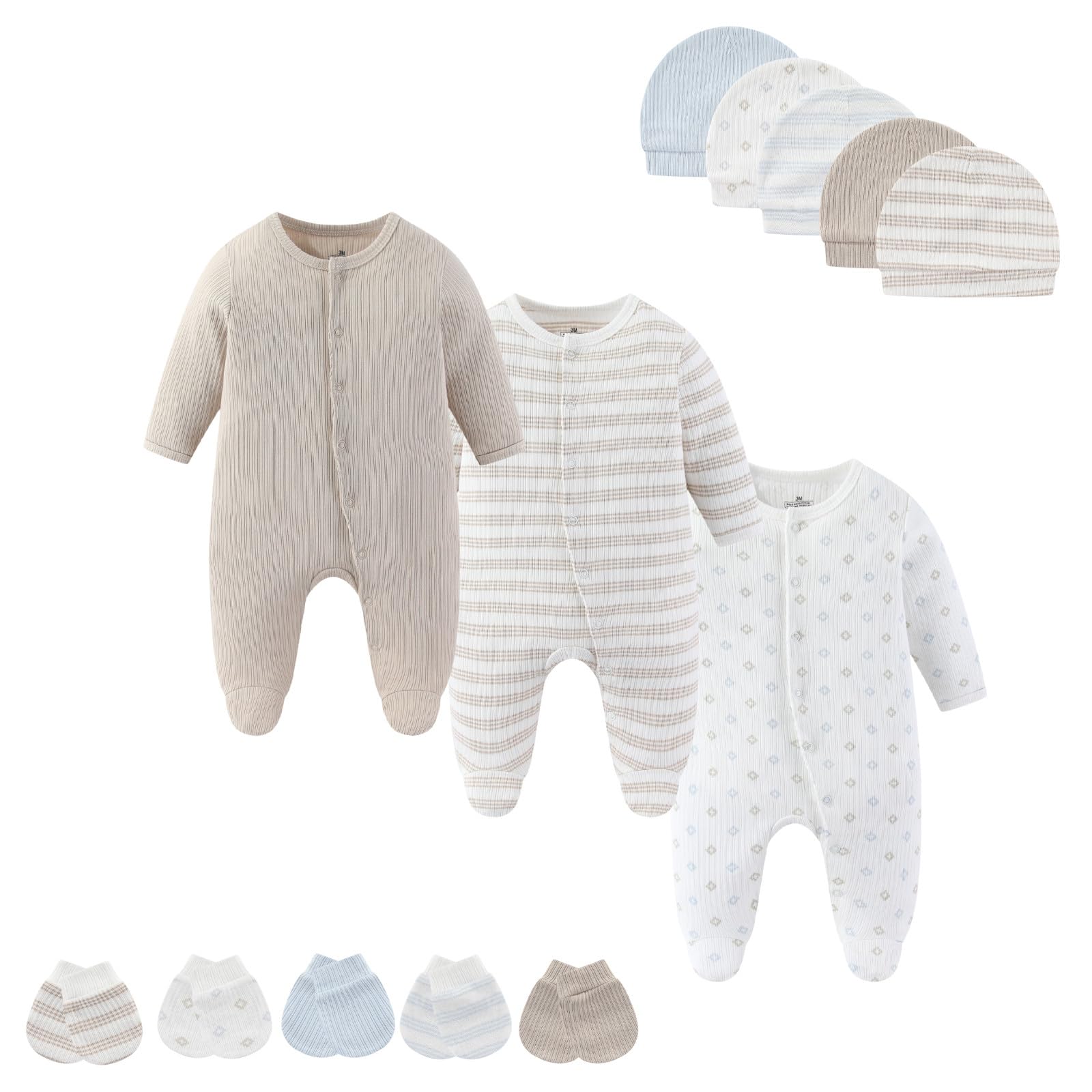 Cotton Baby Footed Romper Set