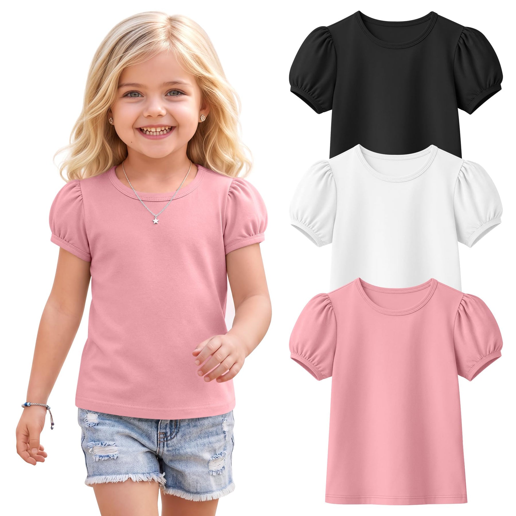 Toddler Girl Puff Sleeve Tee Set