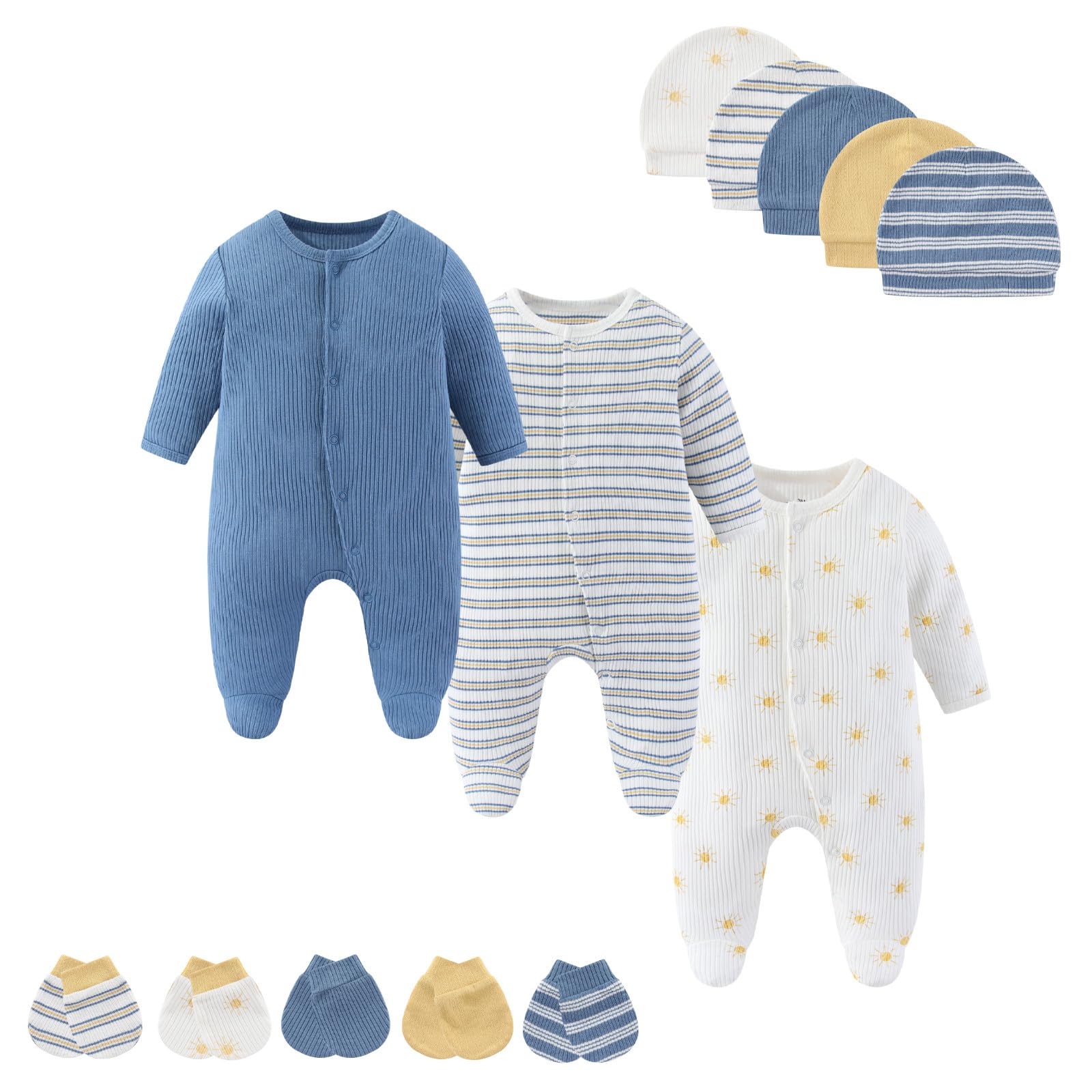 Cotton Baby Footed Romper Set