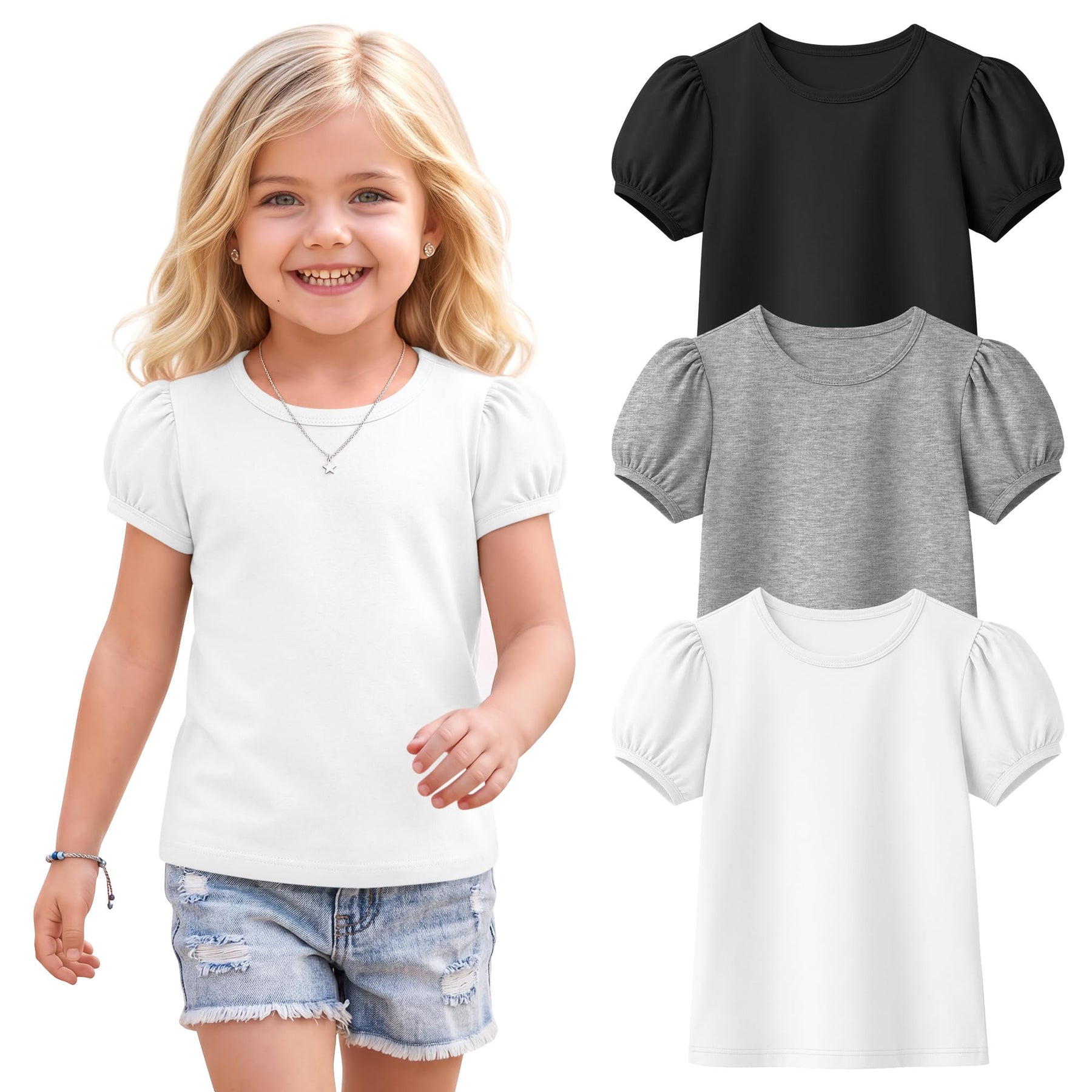 Toddler Girl Puff Sleeve Tee Set