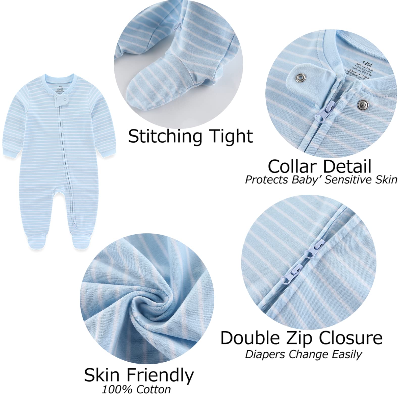 Cotton Baby Footed Romper Set