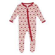 Heart Print Zip Footie