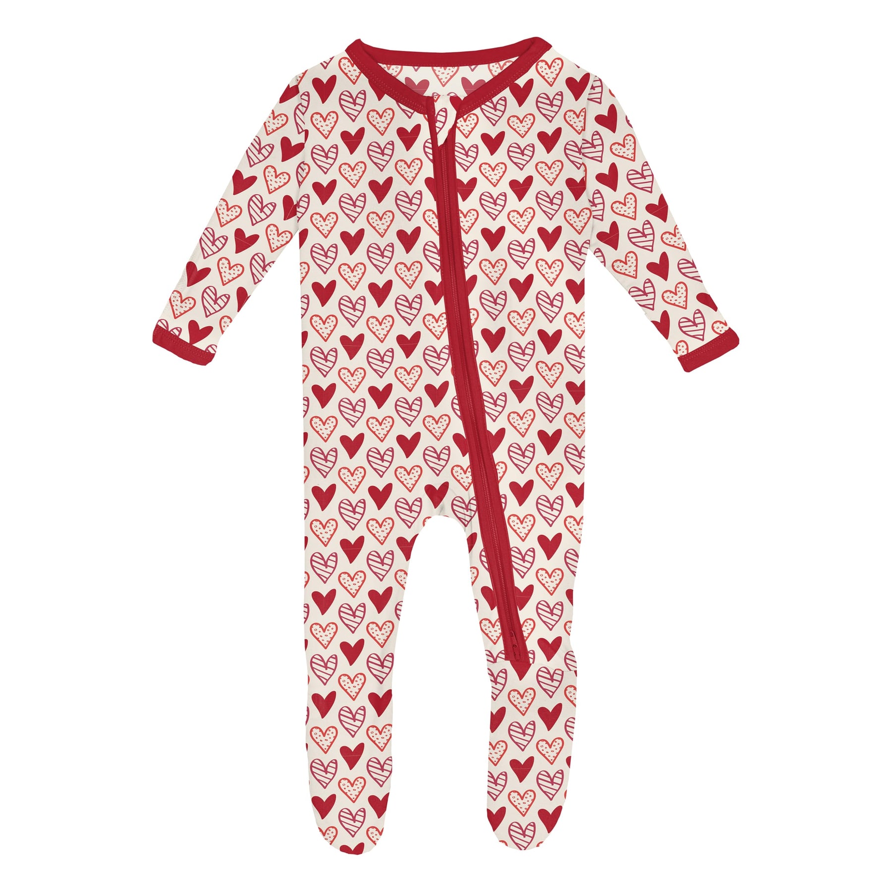 Heart Print Zip Footie
