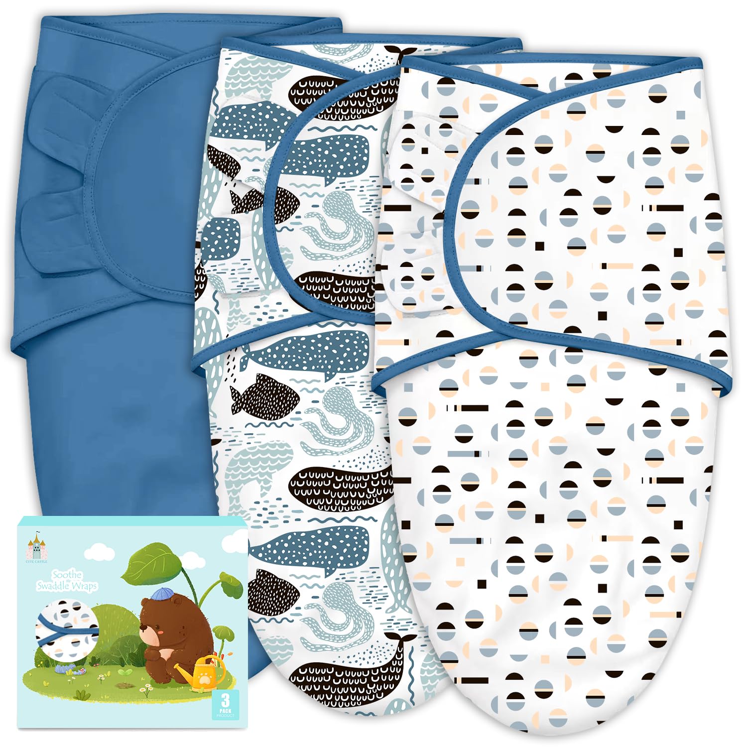 Cute Castle 3-Pack Baby Swaddle Sleep Sacks