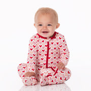 Heart Print Zip Footie