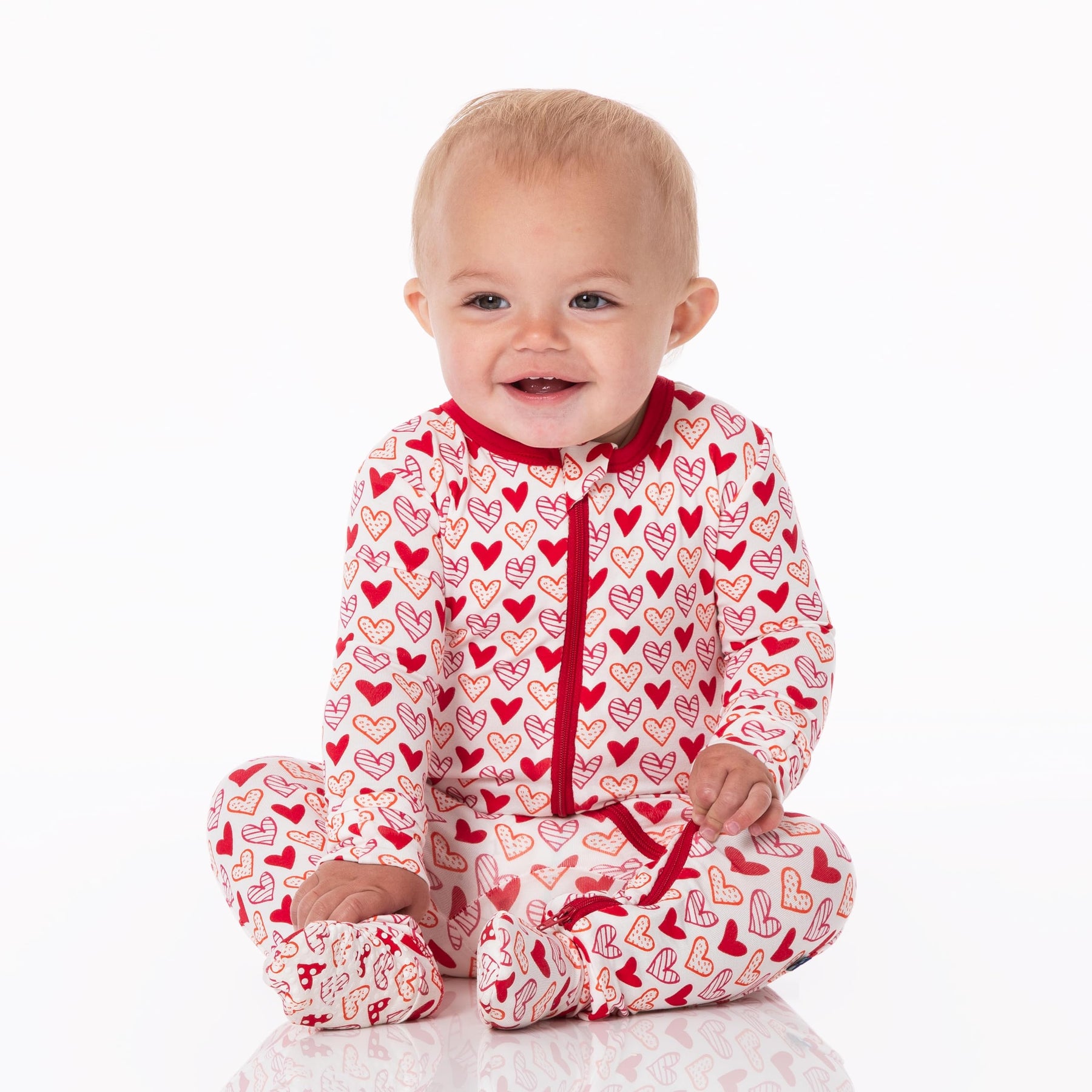 Heart Print Zip Footie
